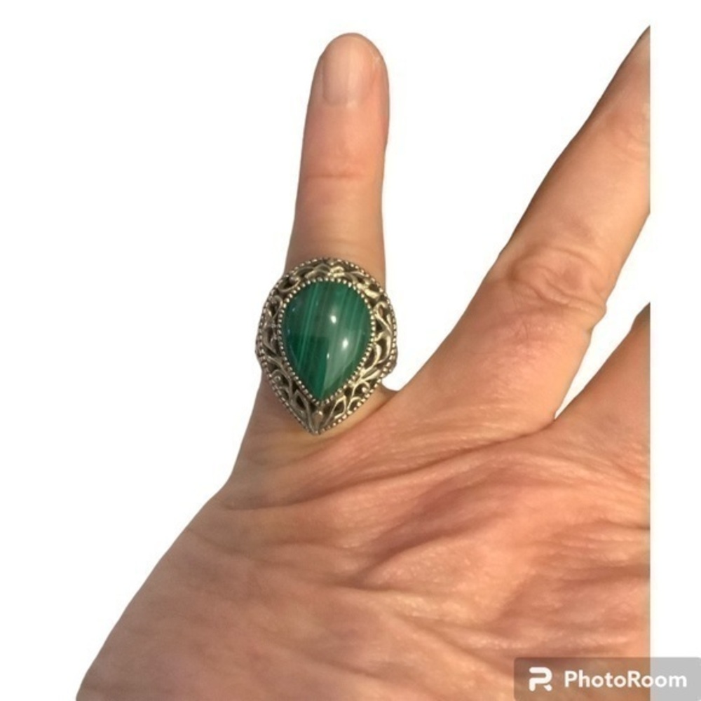 Sterling silver green malachite ring